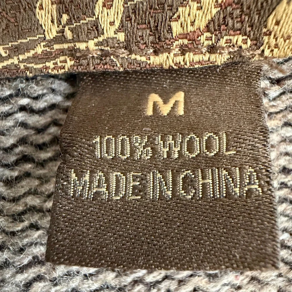 Pronto Uomo 100% Wool Brown Full Zip Cardigan Sweater Mens Medium Preppy